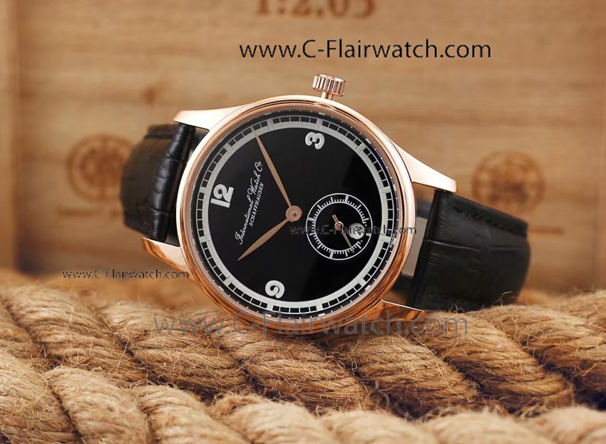New Replica IWC Portugieser Rose Gold Black Watch Mens Size